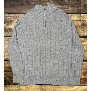 Brooks Brothers Sweater Mens XL Cable Knit Cotton 1/4 Zip Pullover